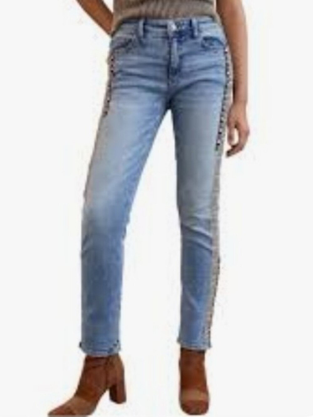 ANTHROPOLOGIE PILCRO The Slim Boyfriend Crop Jeans Sz 27 Embroidered